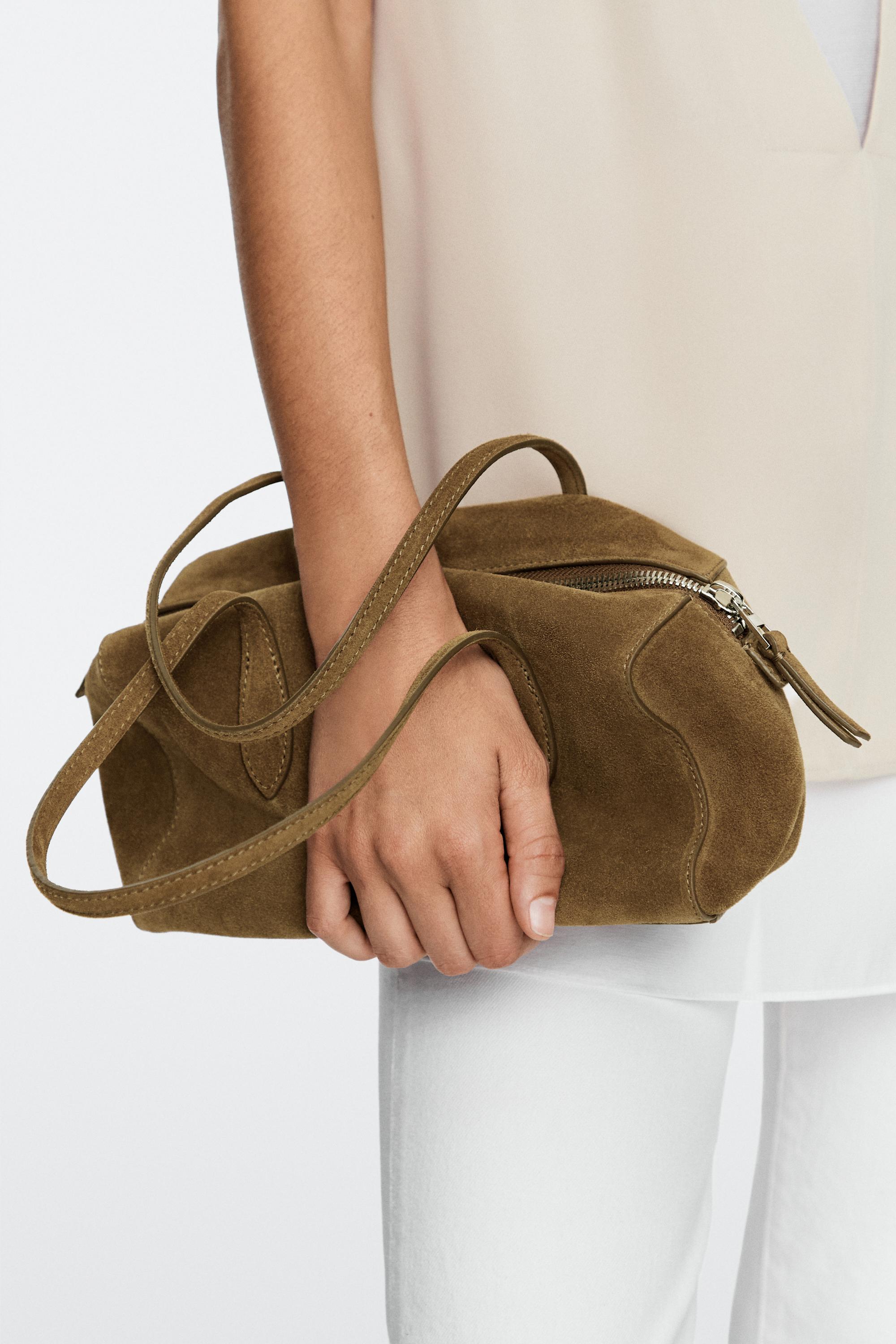 Mini-sac cartable en croûte de cuir